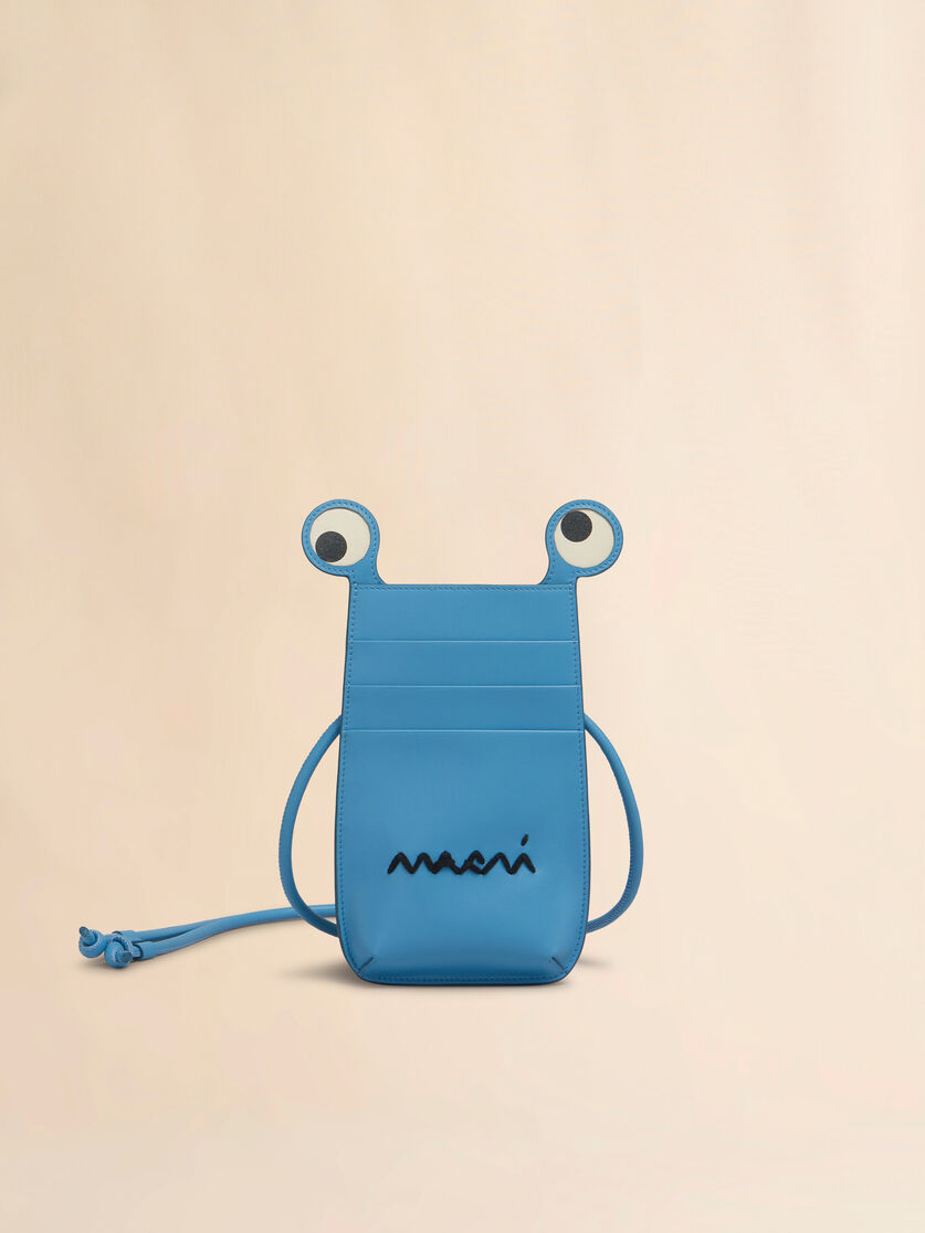 Petrolblaue iPhone-Hülle aus Leder mit Marni Symbol Stickerei - Brieftaschen & Kleinlederwaren - Image 1