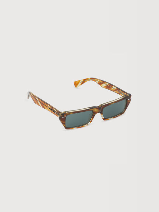 Havana acetate flat-top sunglasses - Optical