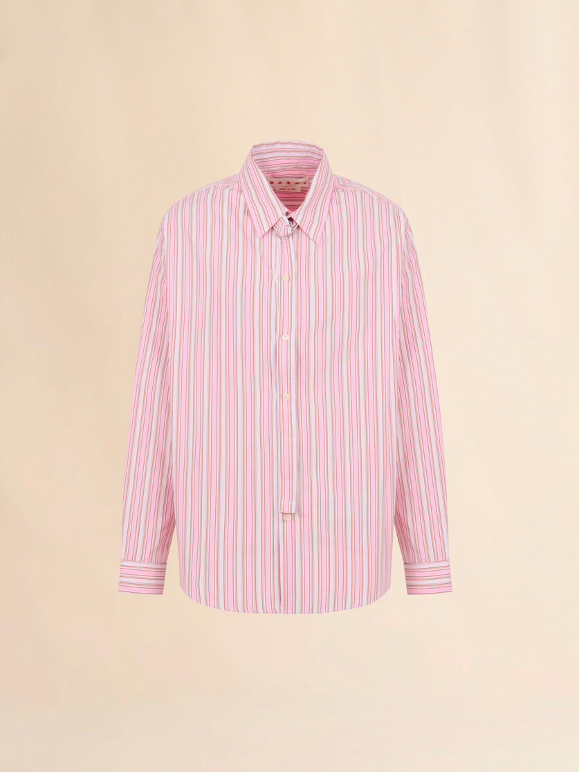 Pink striped poplin shirt with neck strap, Image 1