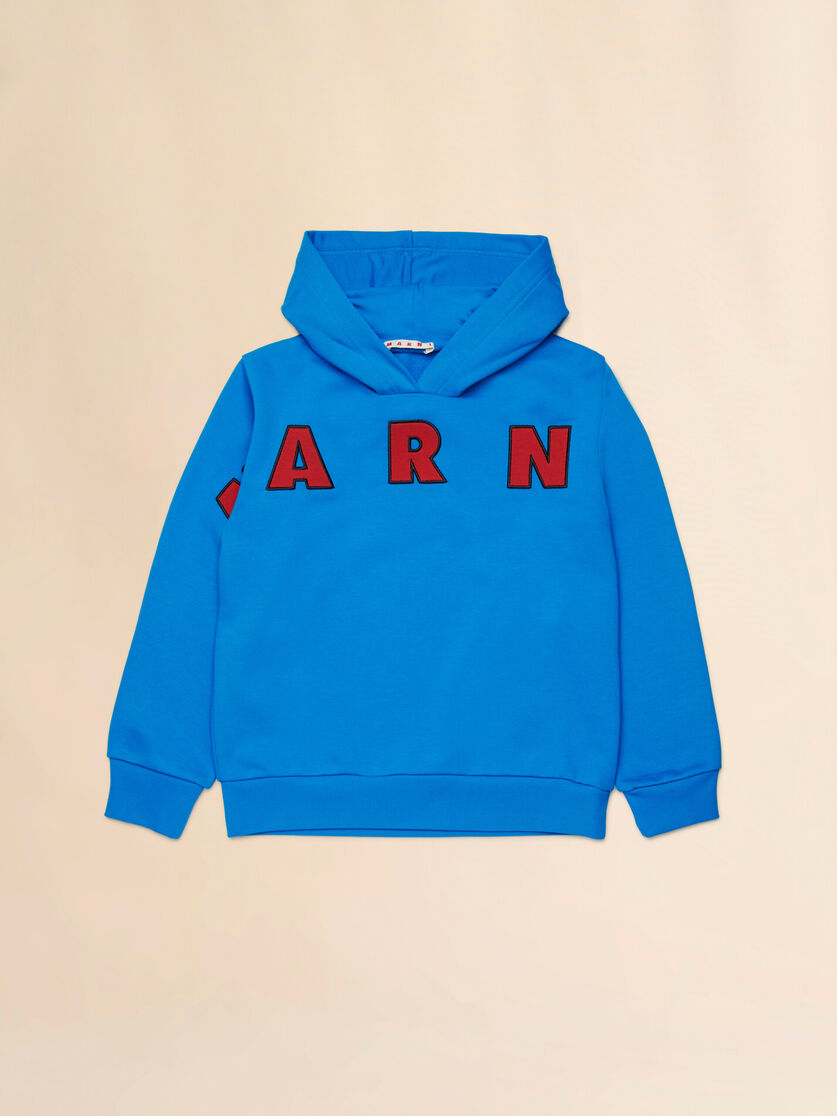 Felpa con cappuccio in cotone blu con patch Marni, Image 1