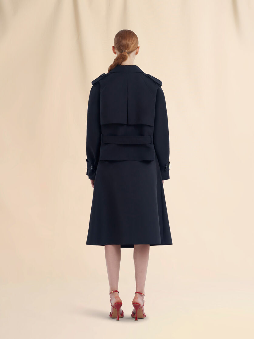 Trench-coat court en coton noir avec broderie Marni Symbol - Manteaux - Image 3
