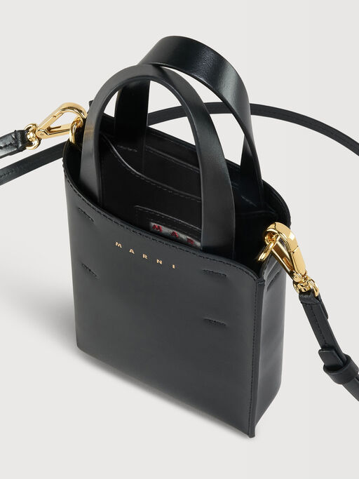 MUSEO nano bag in black leather - Shopping Bags