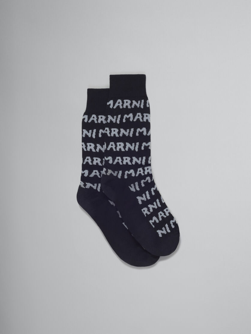 Black cotton socks with Mega Marni motif - Socks - Image 1