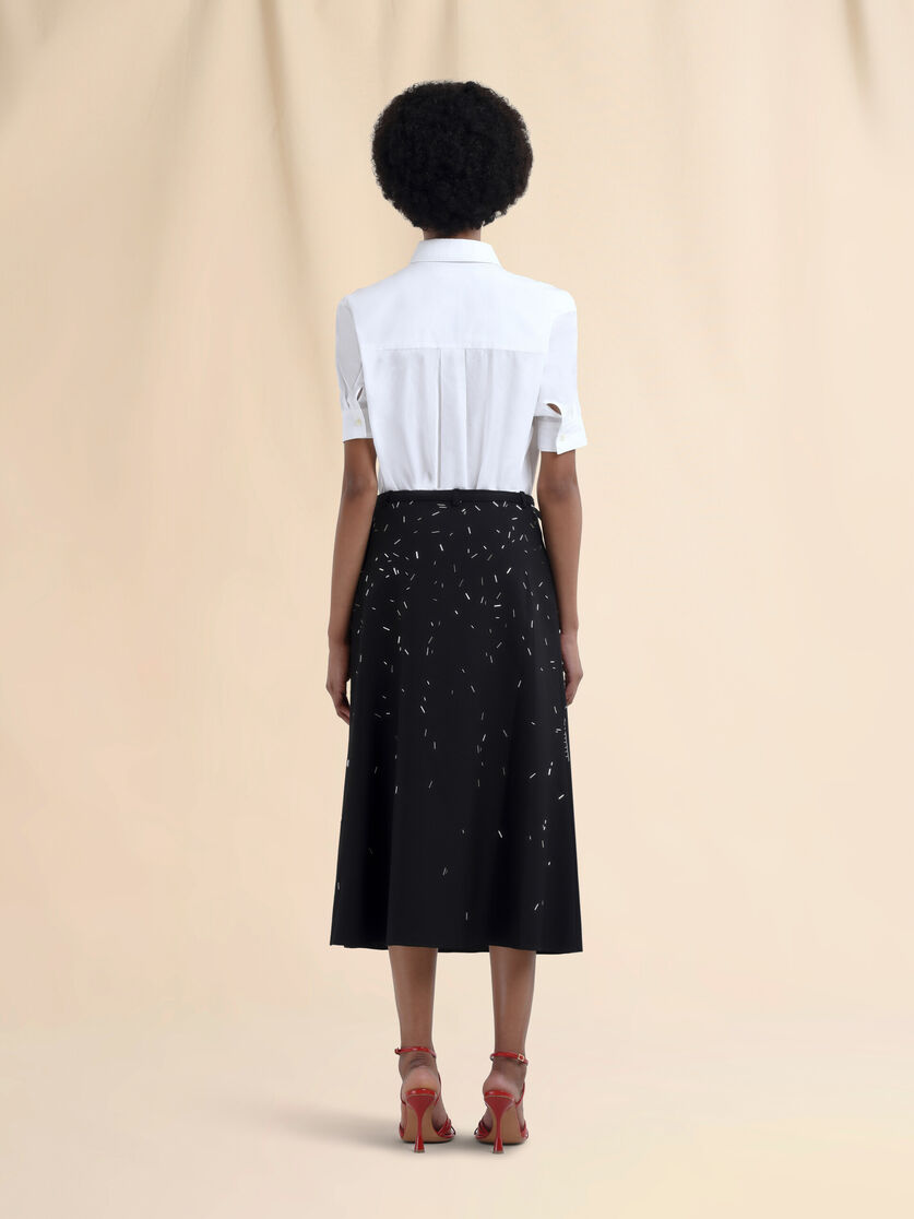 Black wool skirt with embroidered bead detail - Skirts - Image 3