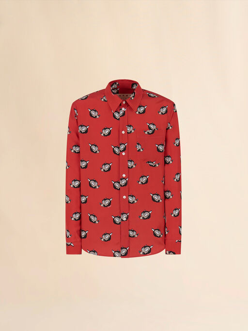 Orange viscose shirt with Wolves print - Shirts