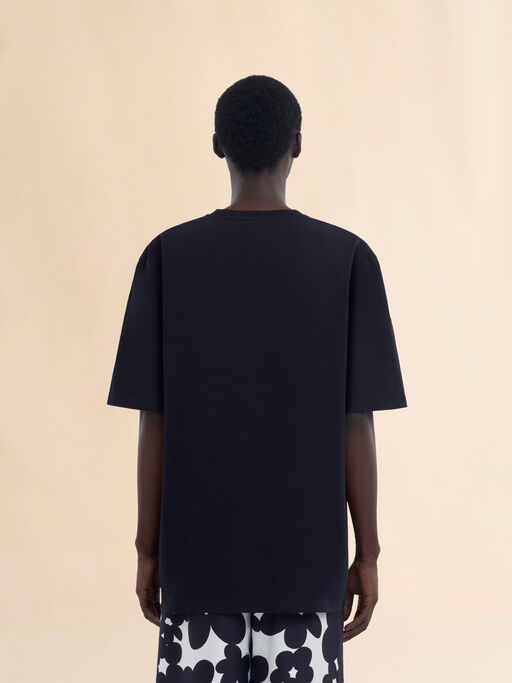 Schwarzes Oversize-T-Shirt aus Bio-Baumwolle mit Marni-Applikationen - Hemden
