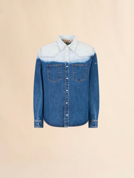 Blue denim shirt with degrad&eacute; finish - Shirts