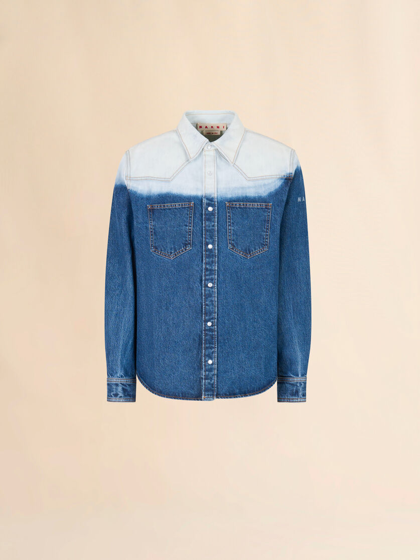 Blue denim shirt with degrad&eacute; finish, Image 1