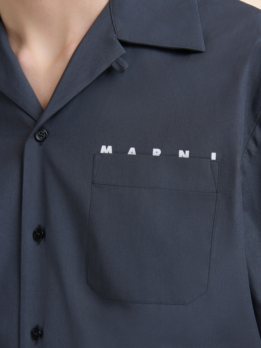 White organic poplin bowling shirt with hidden logo - Shirts - Image 4