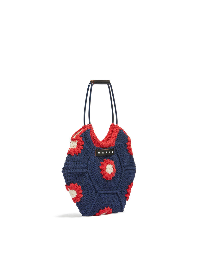 Borsa a mano MARNI MARKET in crochet a fiori blu - Borse shopping - Image 2