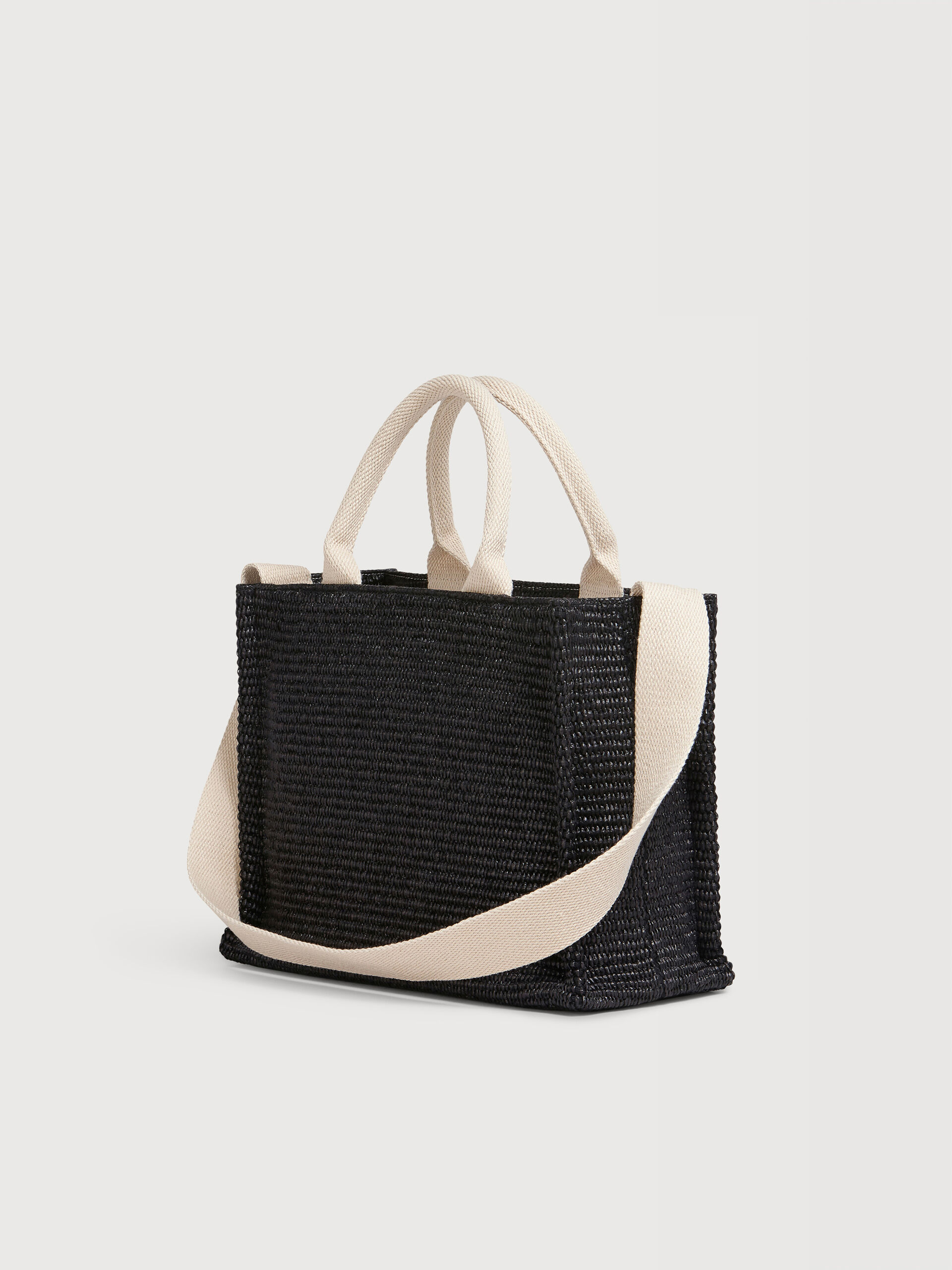 Black raffia-effect Small Tote Bag | Marni
