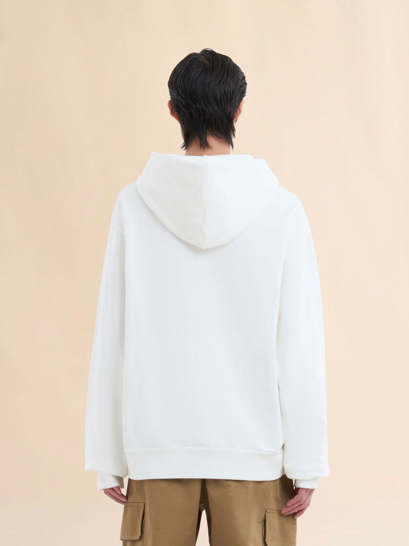 White organic cotton hoodie with mini Marni print - Sweaters - Image 3