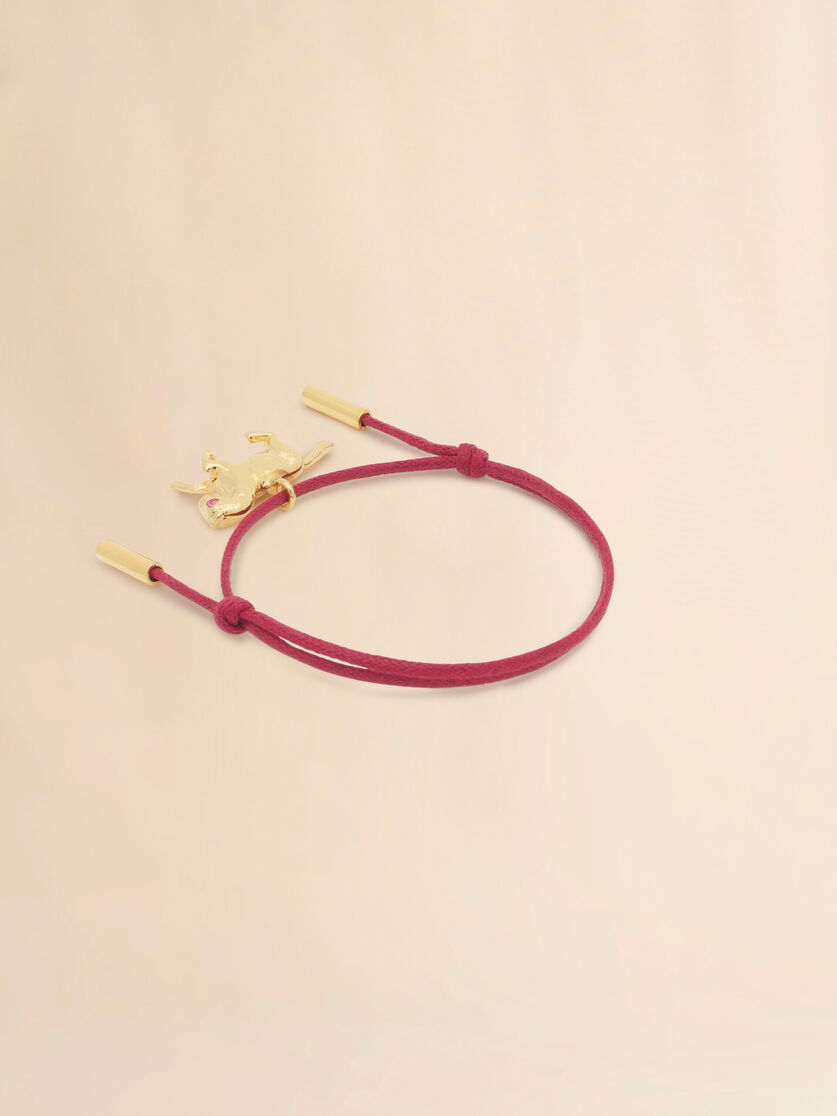 Red shoelace bracelet with horse charm, Image 2