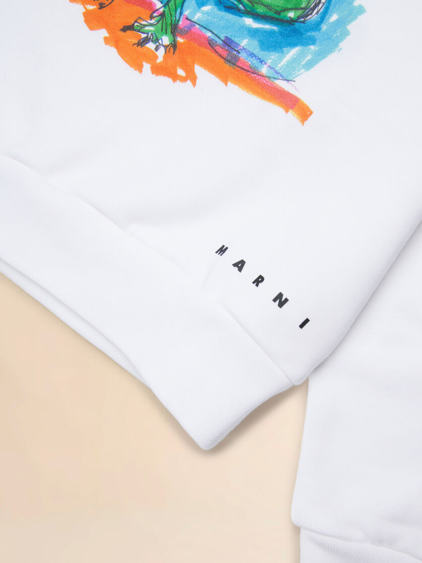 Felpa in cotone bianco con stampa T-rex, Image 4