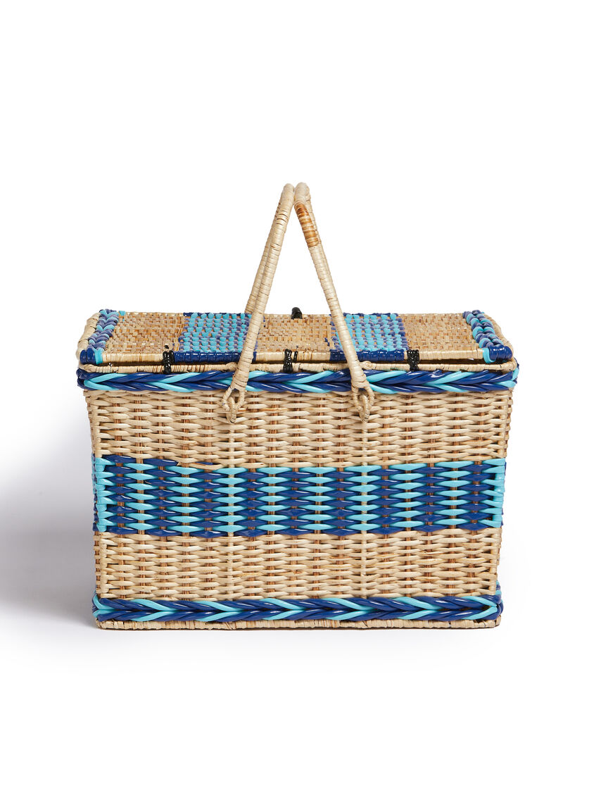 Blue and beige natural fibre MARNI MARKET picnic basket - Accessories - Image 3