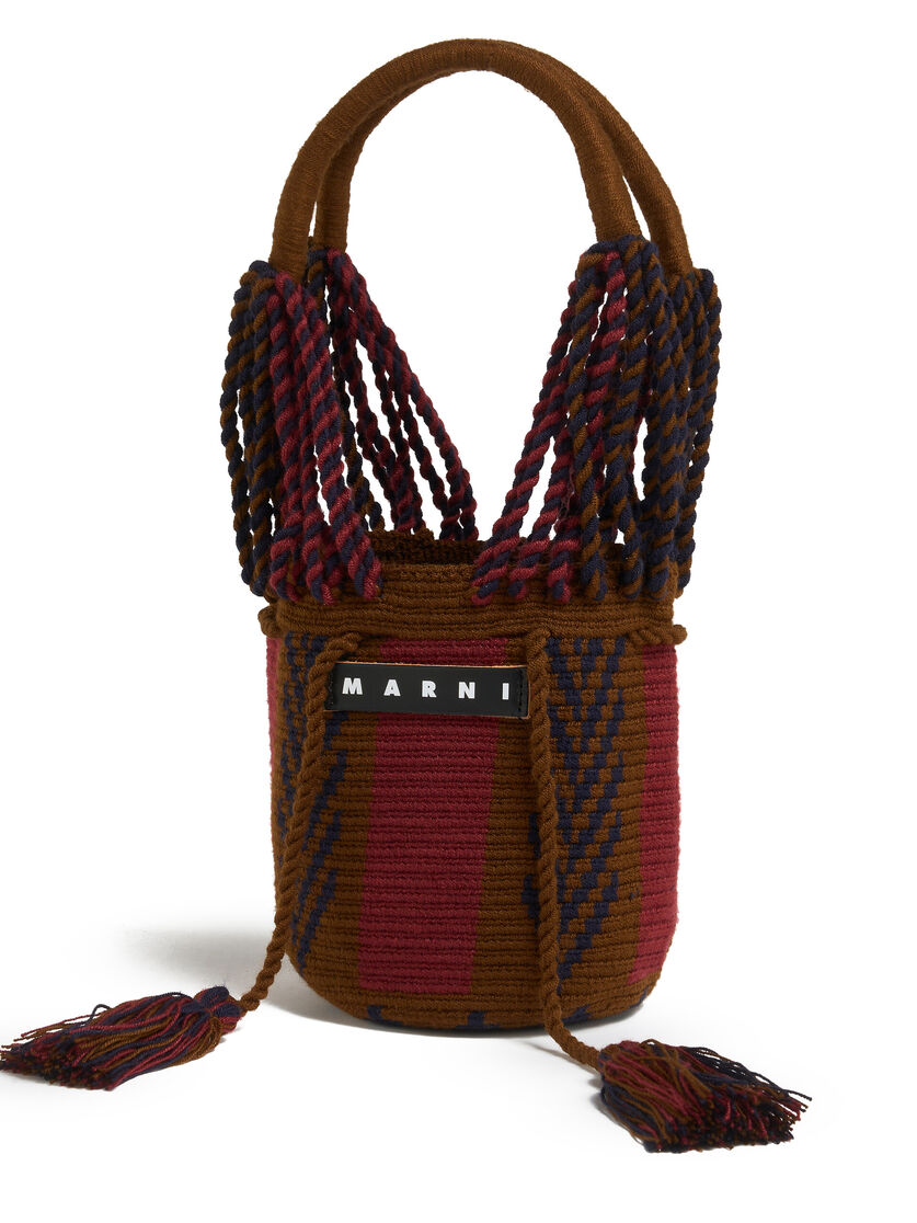 バーガンディマルチカラー MARNI MARKET COT ニットバッグ スモール - ショッピングバッグ - Image 4