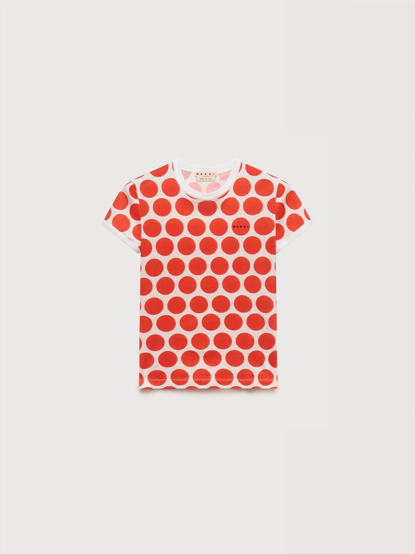 White cotton T-shirt with Polka Rhythm print, Image 1