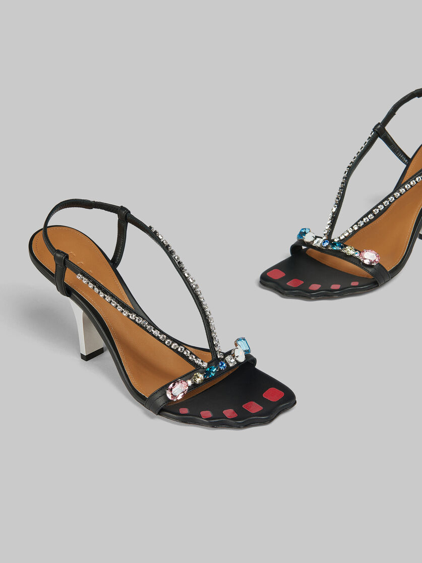 Black leather sandals with gemstones - Sandals - Image 5