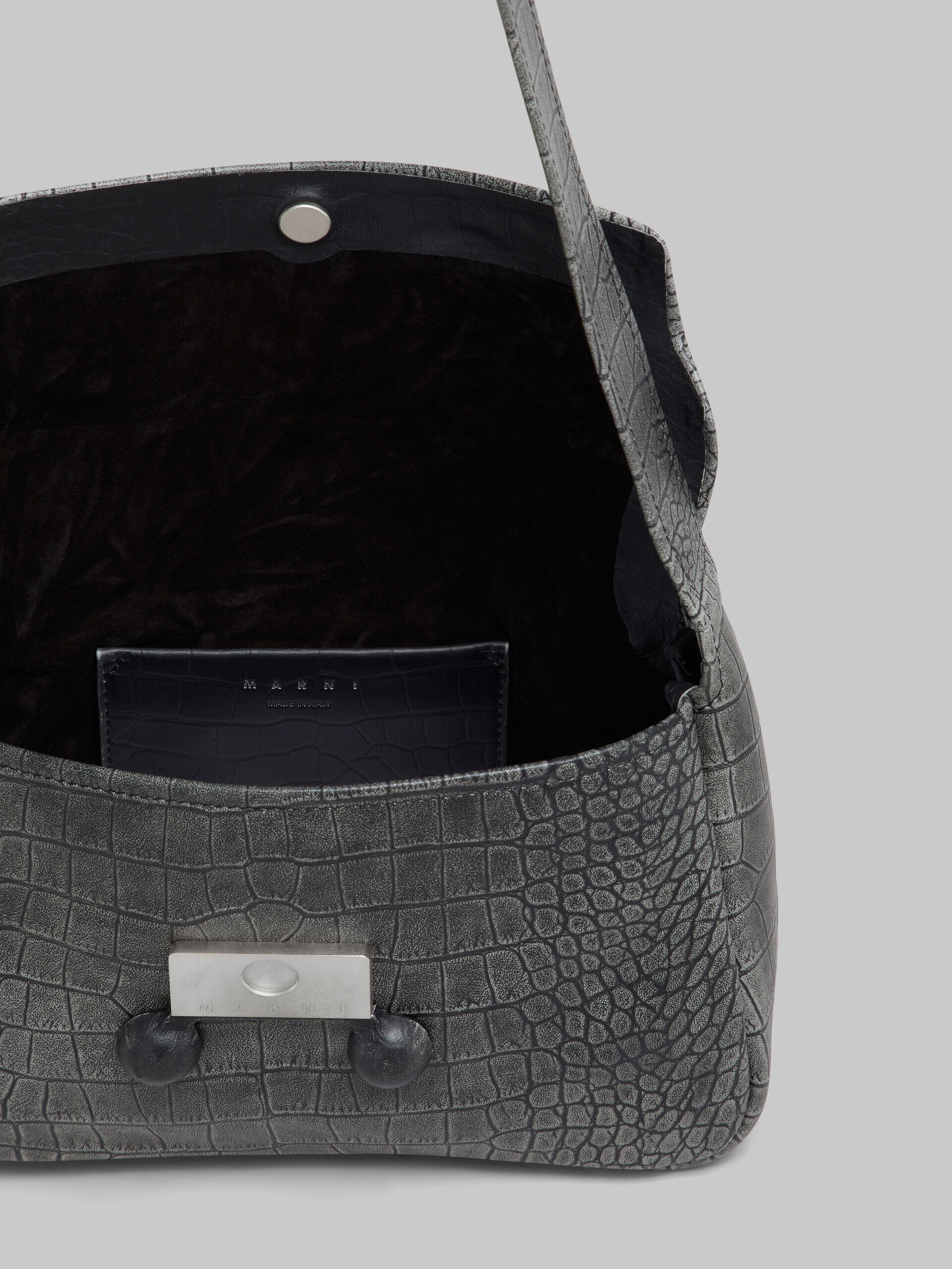 Black crocodile print leather medium Trunkaroo handbag | Marni