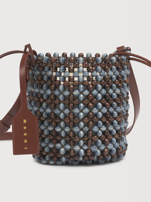 Sac Beads bleu et marron - Sacs port&eacute;s &eacute;paule