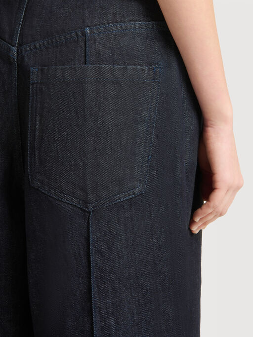 Deep blue denim trousers with external seams - Pants
