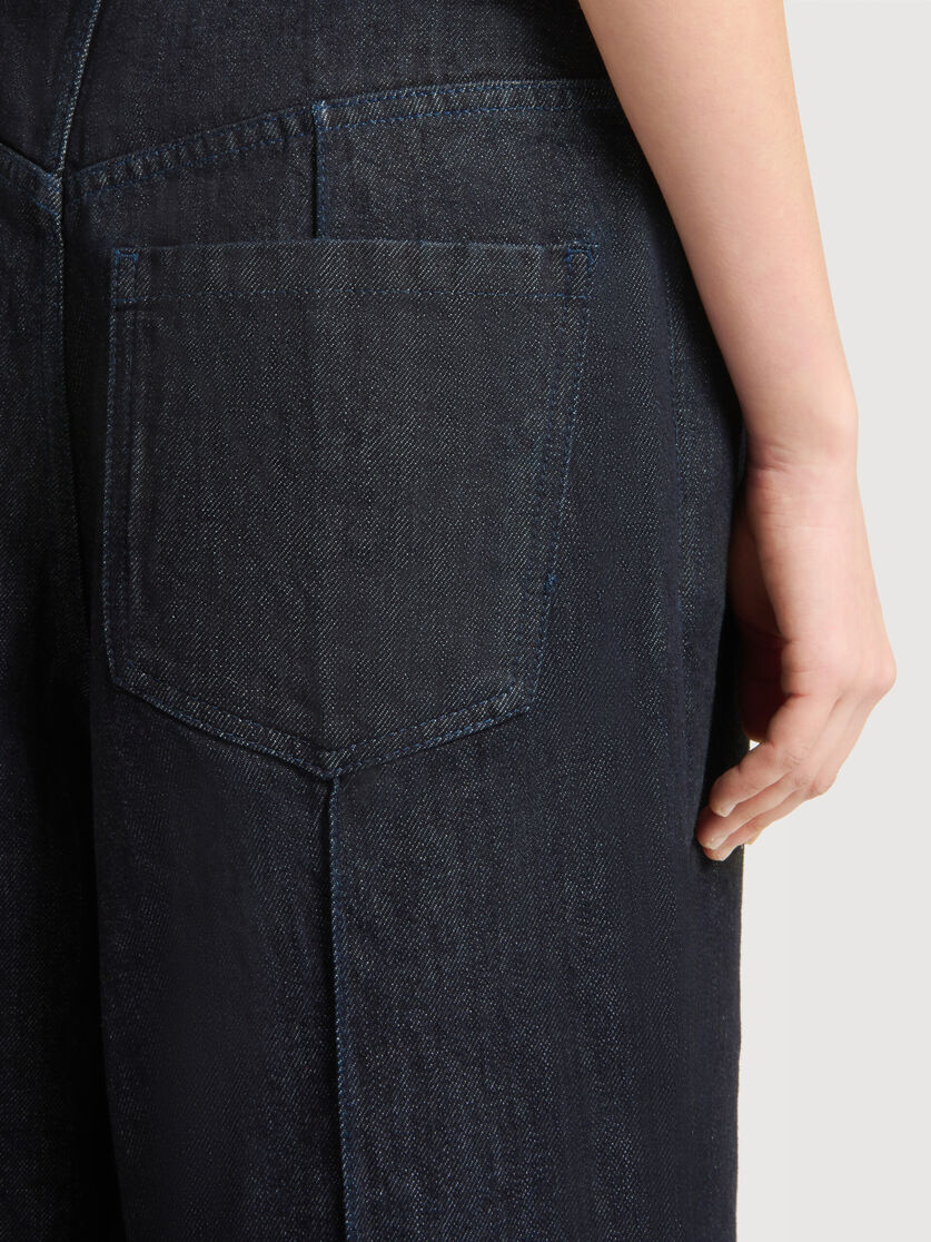 Deep blue denim trousers with external seams, Image 5