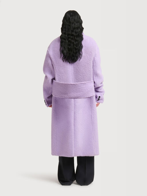 Purple wool-mohair teddy oversized coat - Coats