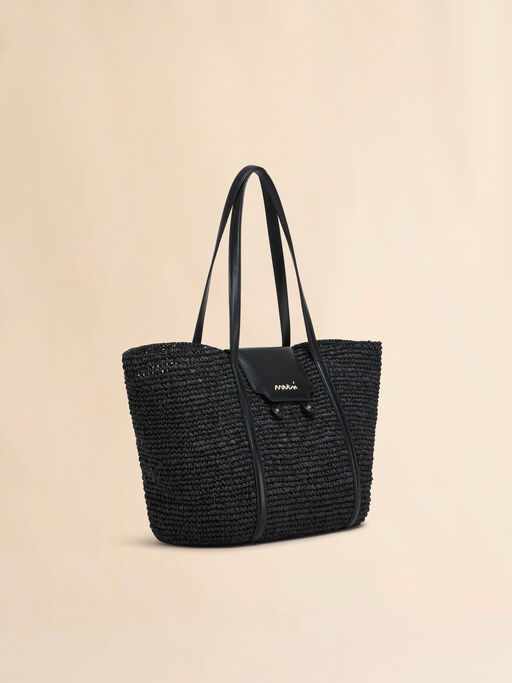 Medium black raffia-effect Trunkaroo beach bag - Shopping Bags