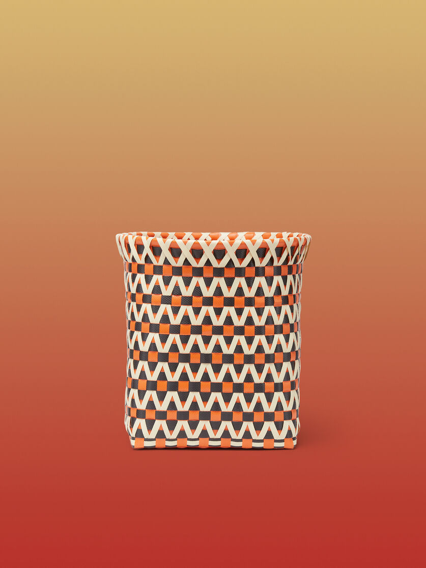 MARNI MARKET basket in orange black and white woven PVC - Accessories - Image 1