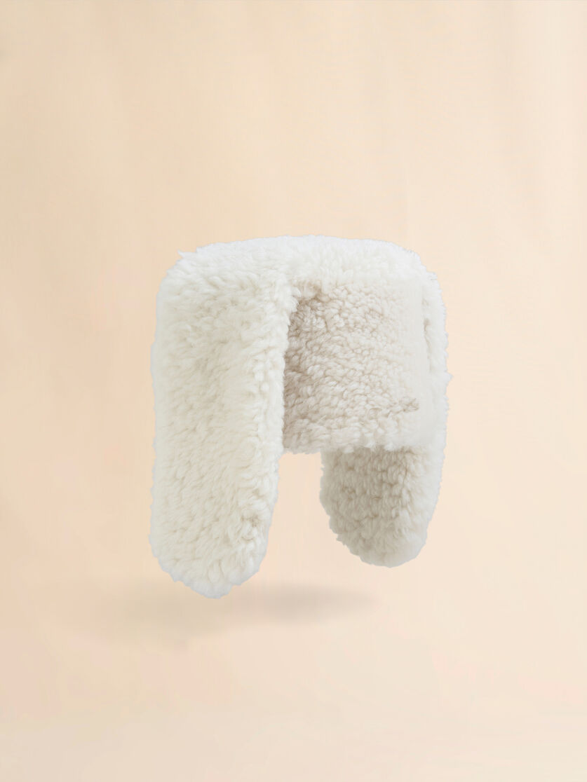 White shearling rabbit hat - Hats - Image 3