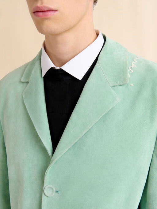 Green suede boxy jacket - Jackets