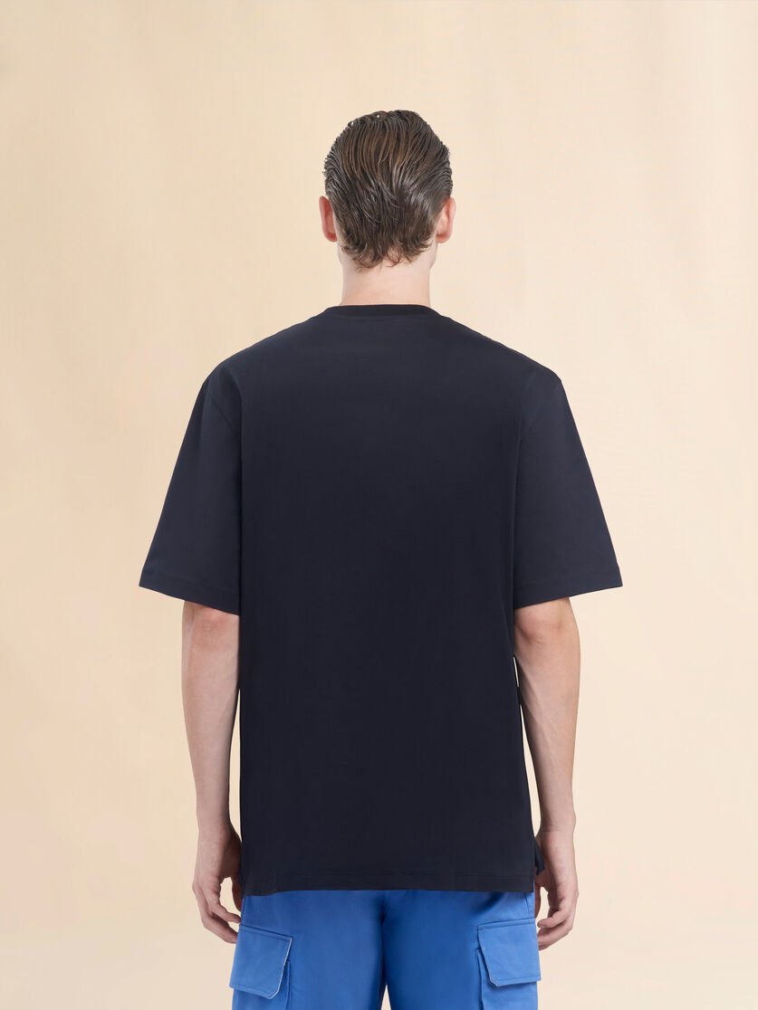 Black jersey cotton T-shirt with Marni Caos logo - Shirts - Image 3