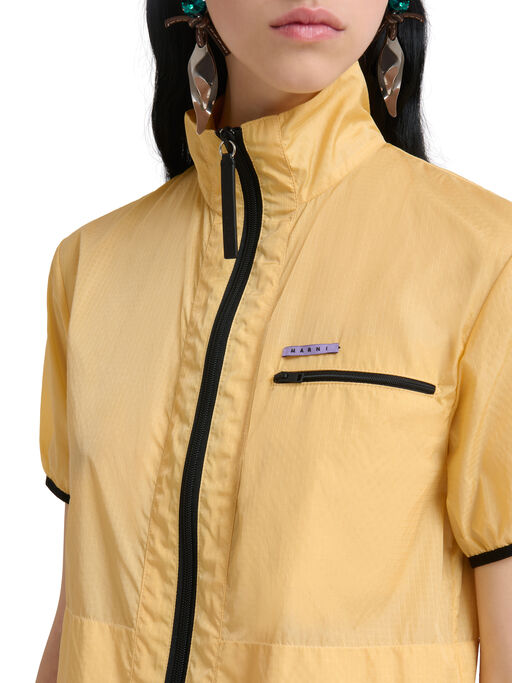 Yellow ripstop zip-front dress - Dresses