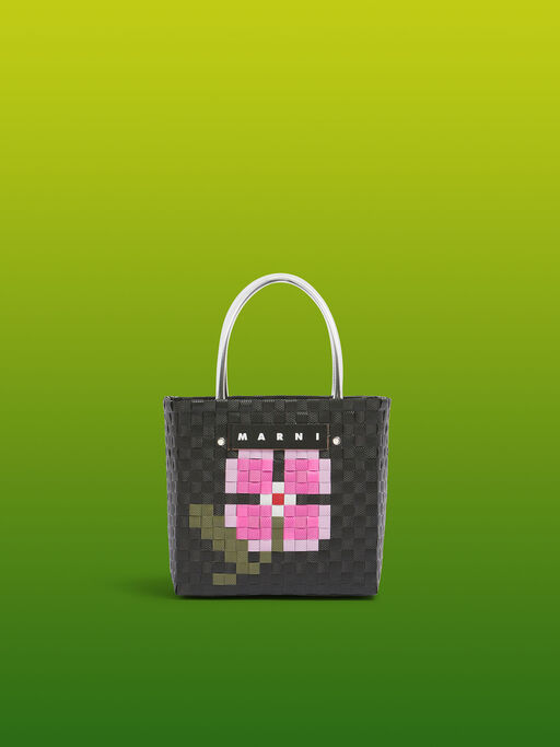 ブラック MARNI MARKET FLOWER BASKET BAG - ハンドバッグ