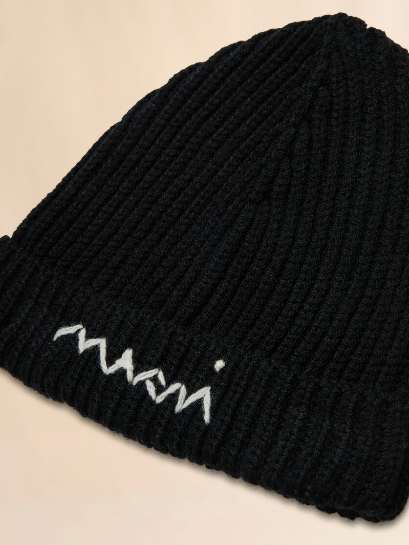 Pink wool blend beanie with Marni Symbol - Caps - Image 3