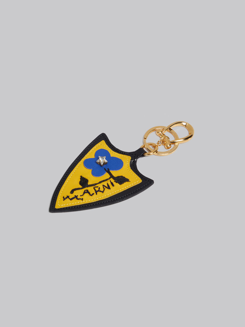 Yellow and blue leather shield keyring - Key Rings - Image 2