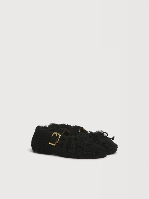 Black shearling ballerina with buckle - Ballet Shoes