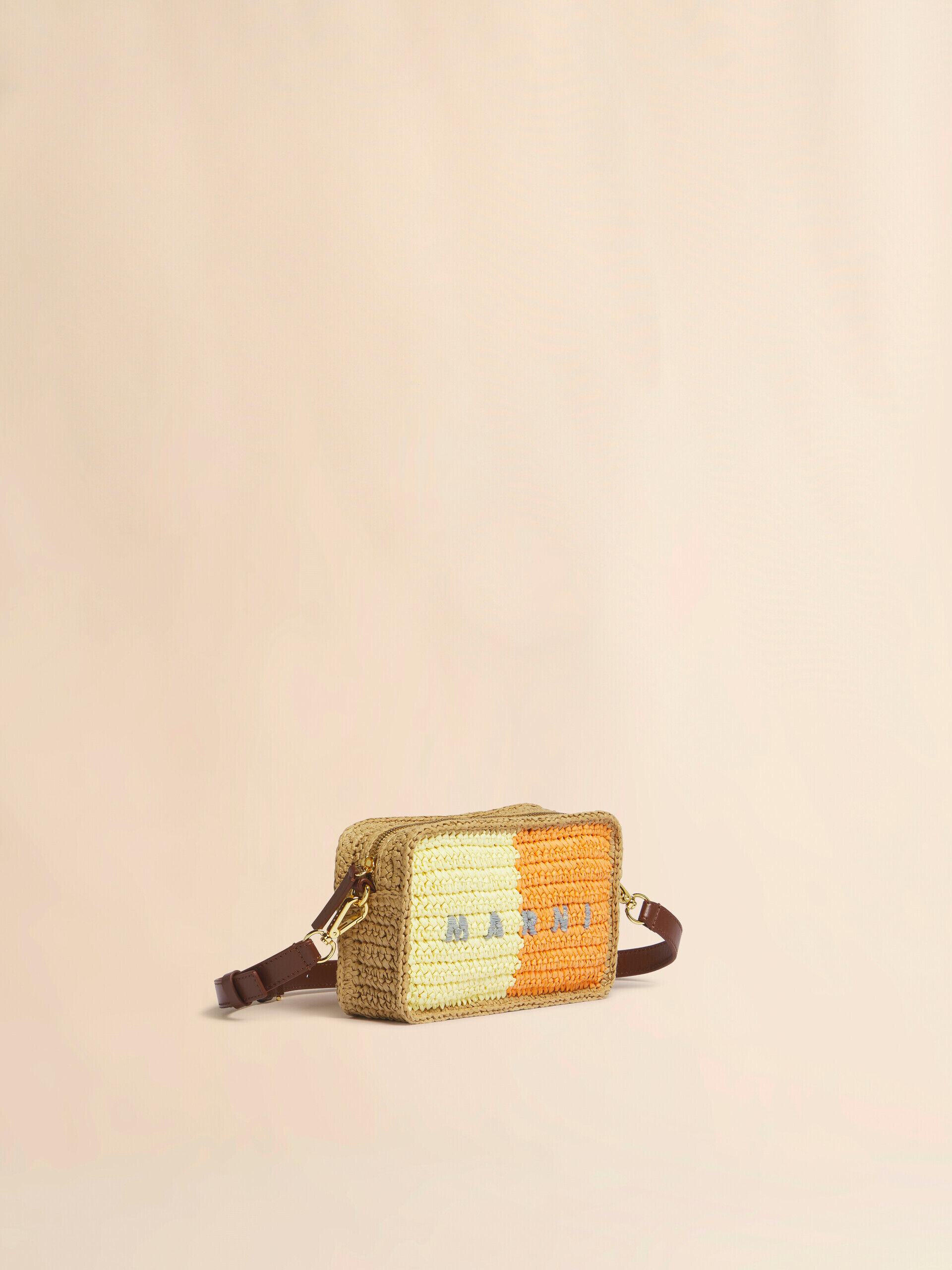 Yellow and orange paper raffia Seaside camera bag | Marni