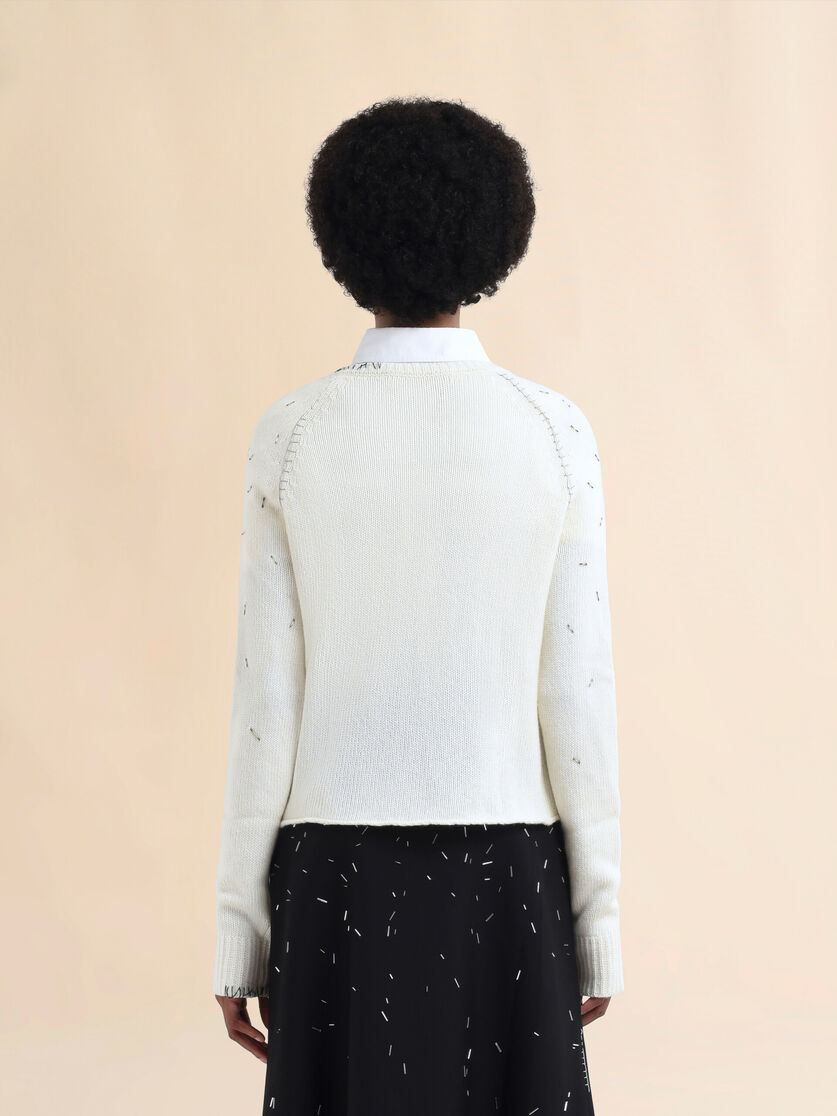 Pearl embellished wool and cashmere ivory jumper - Pullovers - Image 3