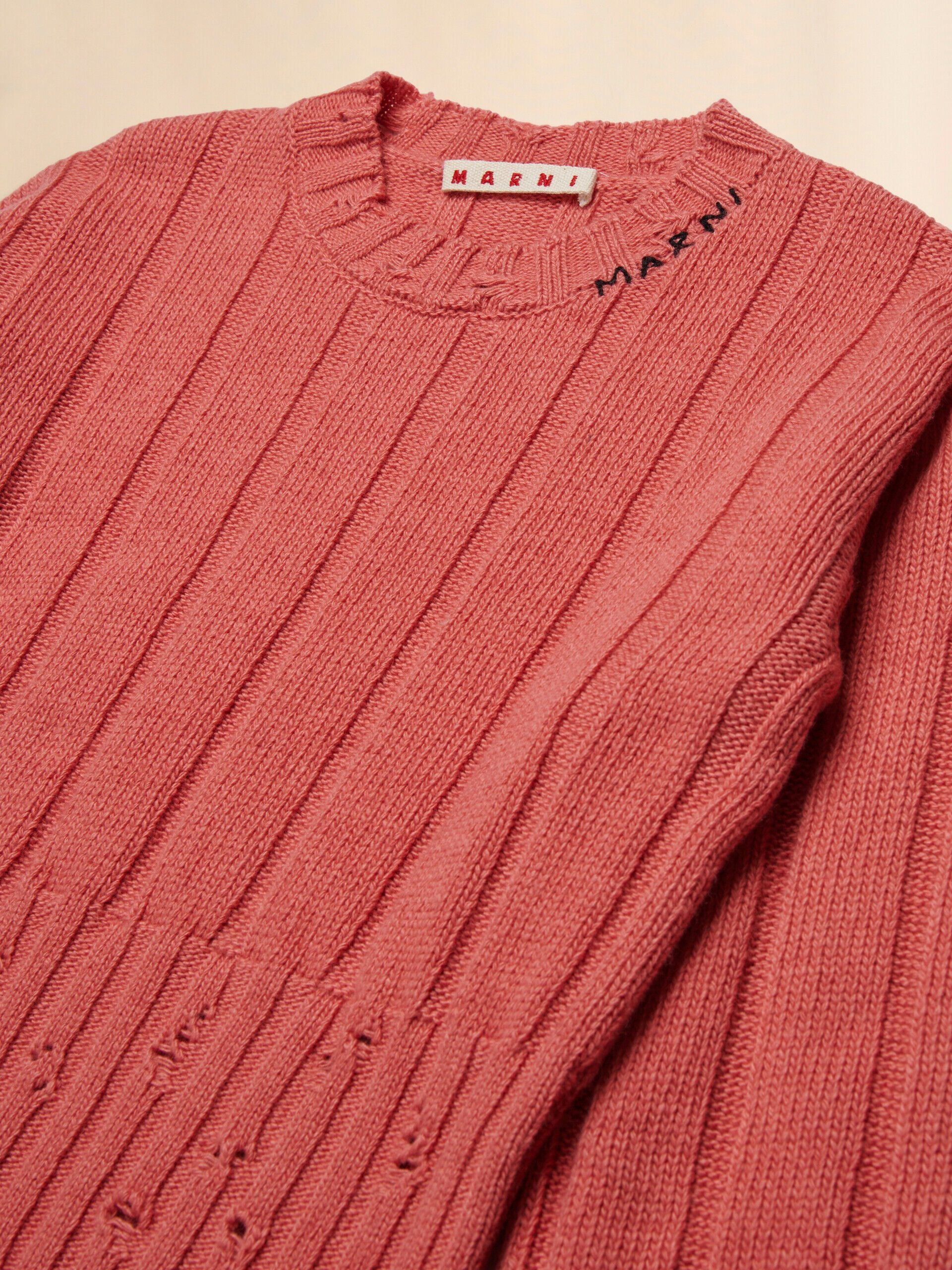 Pink viscose blend sweater with Marni Mending logo | Marni