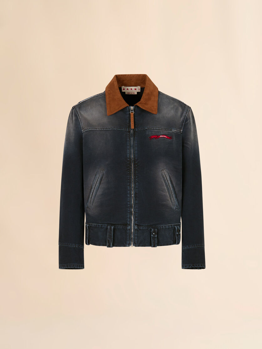 Black canvas jacket with contrast collar, Image 1