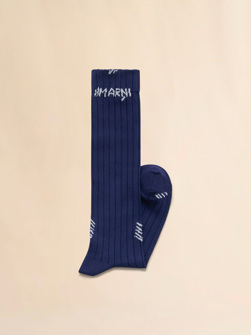 Light blue ribbed cotton socks with Marni Mending - Socks - Image 2