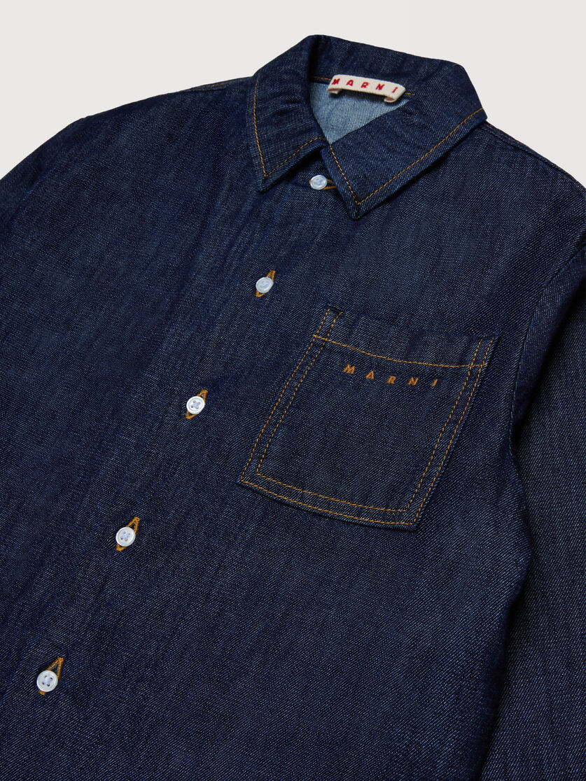 Chemise en denim bleu fonc&eacute; avec logo Marni brod&eacute;, Image 3