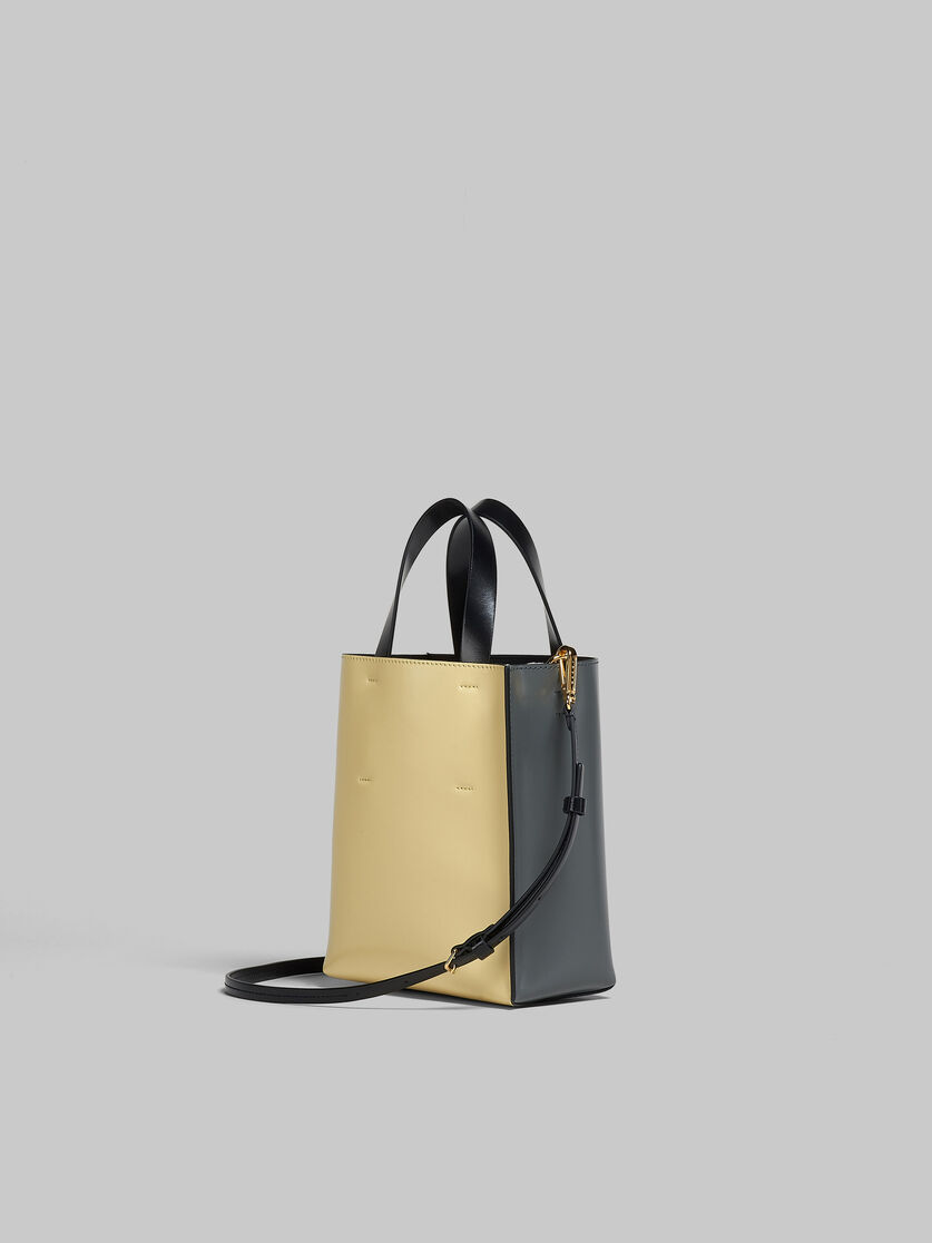 Bi-coloured MUSEO bag in shiny calfskin with shoulder strap - Shopping Bags - Image 3