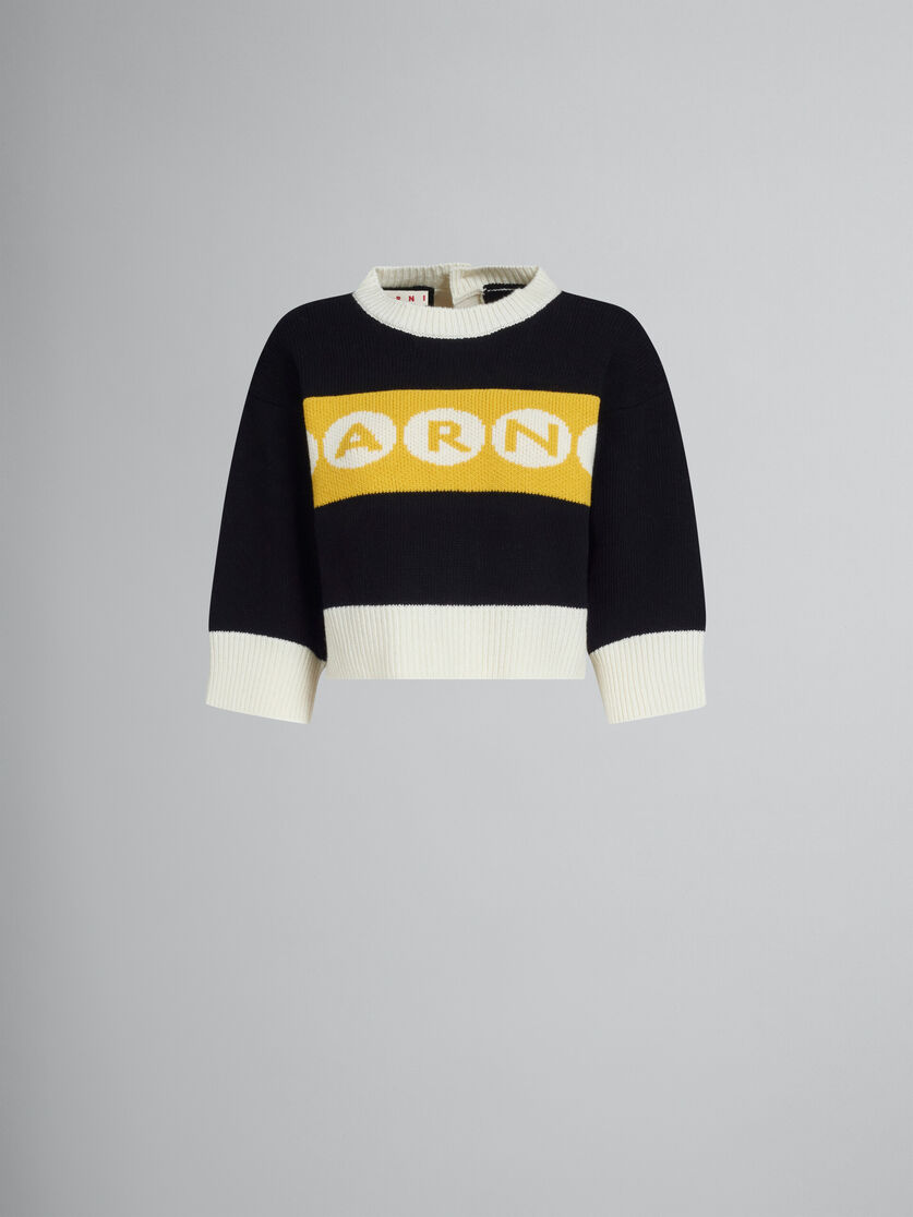 Black wool jumper with polka-dot logo - Pullovers - Image 1