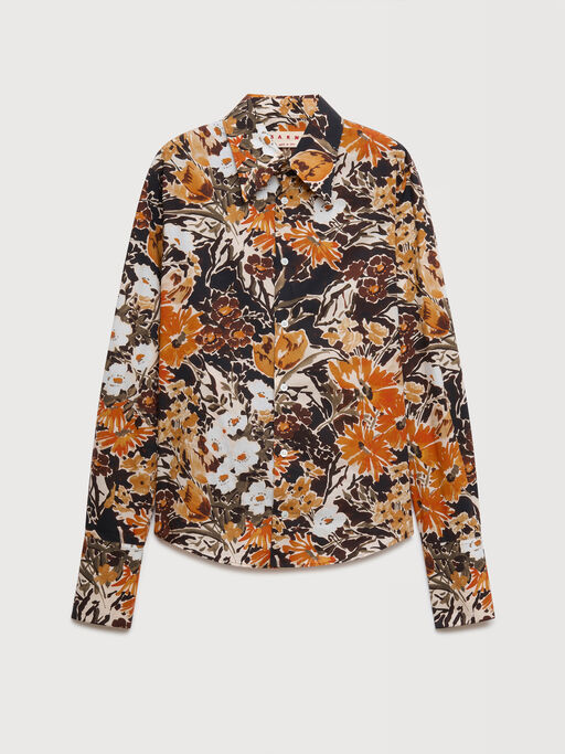 Black poplin shirt with Extreme Bouquet print - Shirts