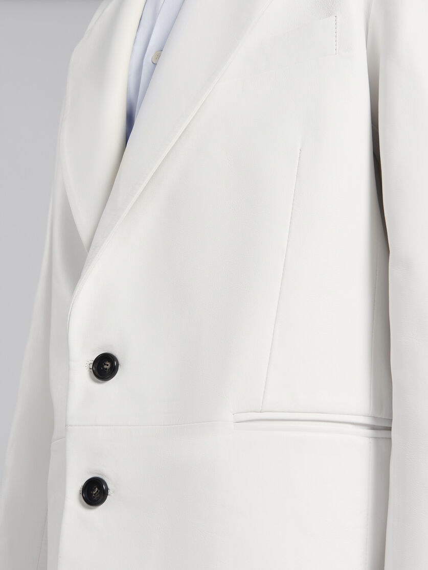 White nappa leather oversized blazer - Jackets - Image 5