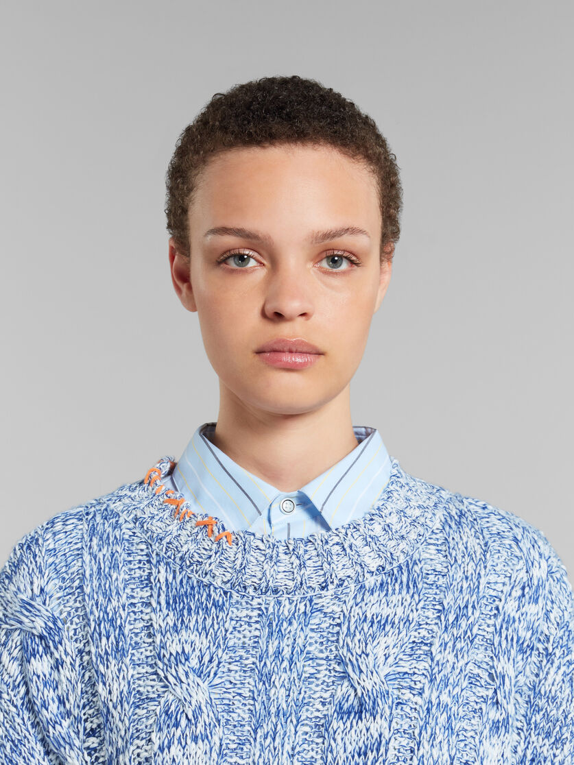 Blue mouliné jumper with nibbled edges - Pullovers - Image 4