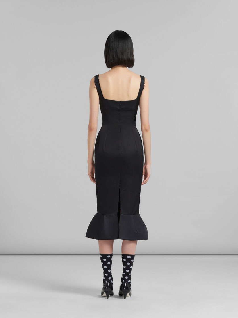 Black cady sheath dress with flounce hem - Dresses - Image 3