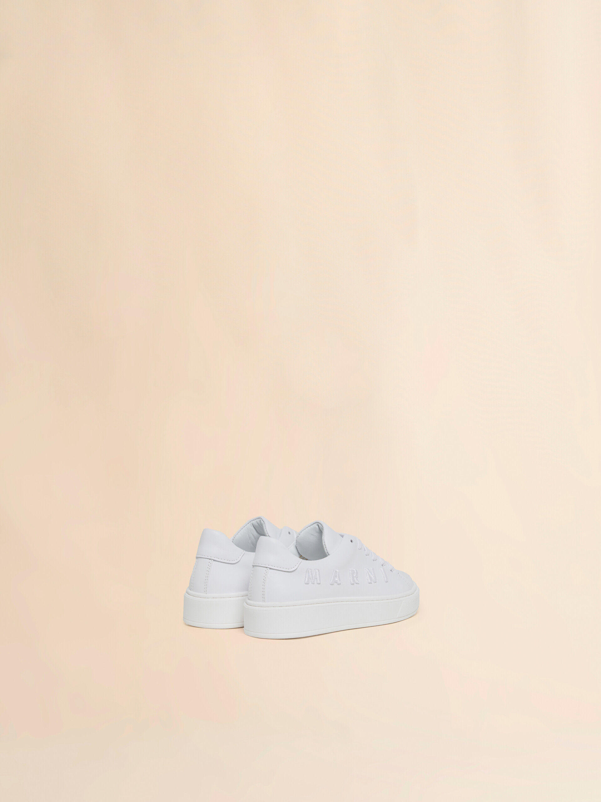 White leather sneaker with tonal Marni embroidery | Marni